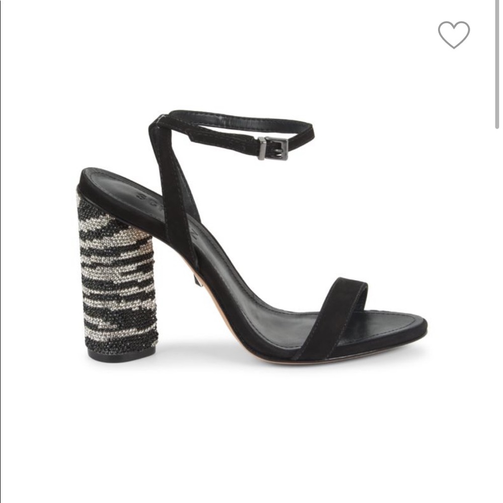 Schutz Miraceli Ankle-Strap Leather Sandals Block Heel Size 6.5